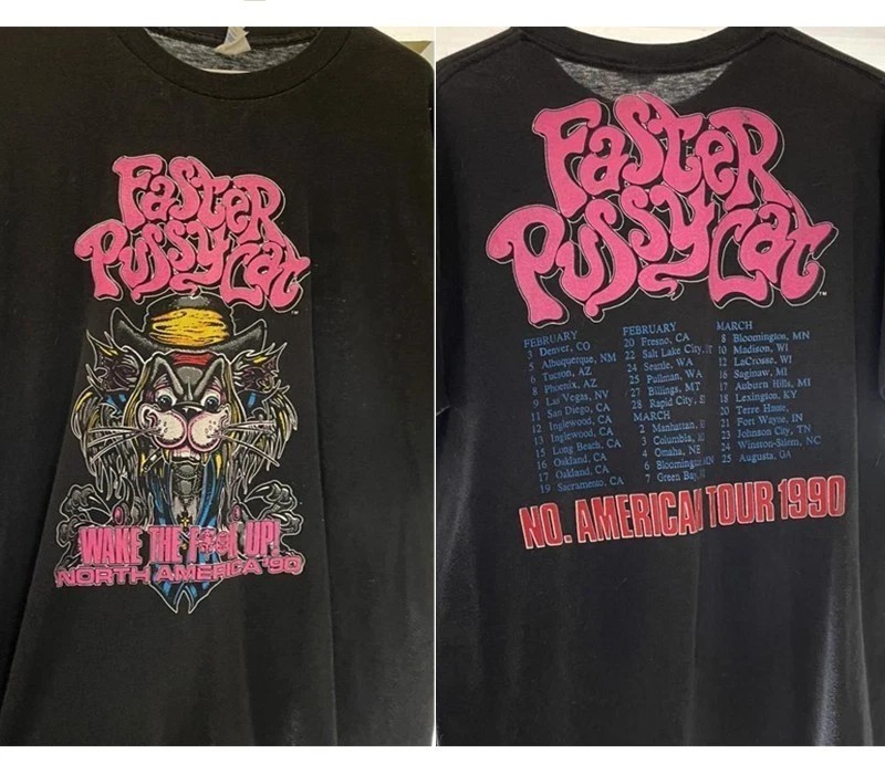 Faster Pussycat 80s Album Concert Tour Remake Black T shirt Vtg S-5XL