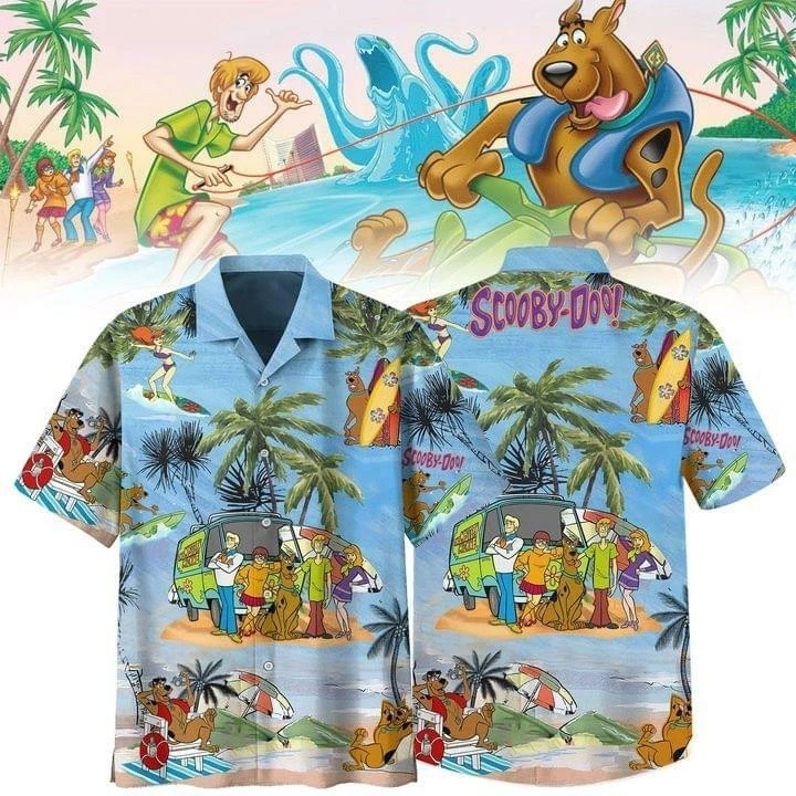 Scooby Doo Summer Time Short Sleeve Button Hawaiian Shirt BL2640
