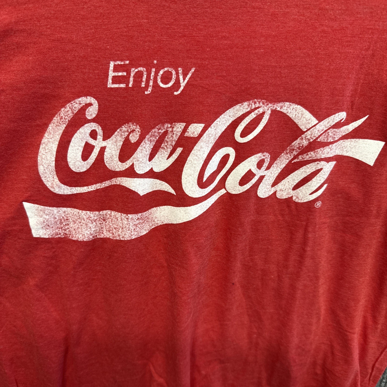 Coca-Cola Graphic Tee Heather Red L Cotton Blend Unisex Logo Retro