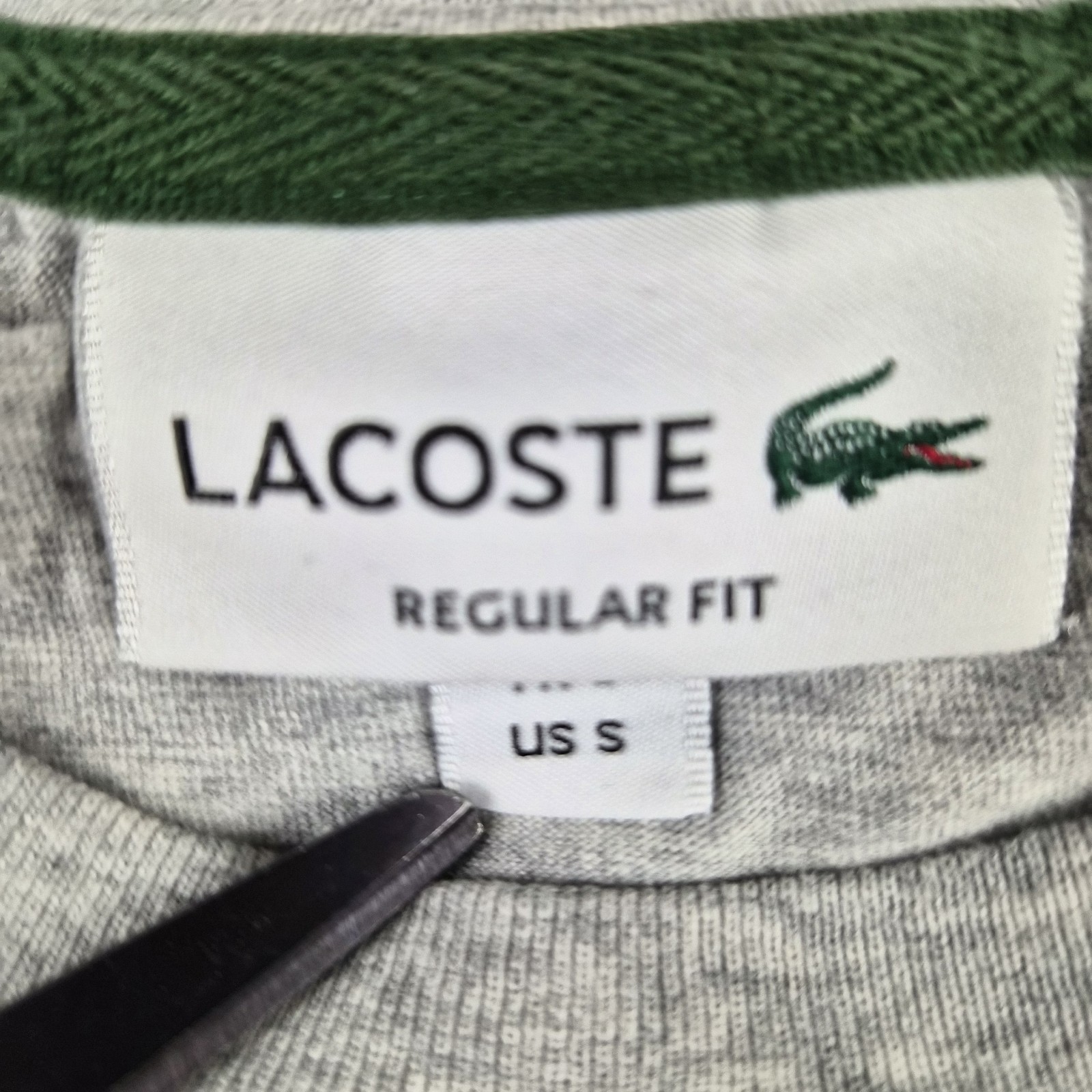 Lacoste Graphic Tee Mens Small Gray Regular Fit Crocodile 3D Streetwear Designer