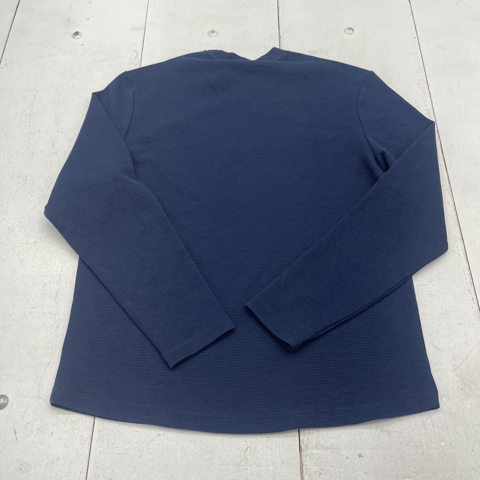 The Commons Shirt Mens Large Blue Long Sleeve Rib Knit Crewneck Stretch Tee