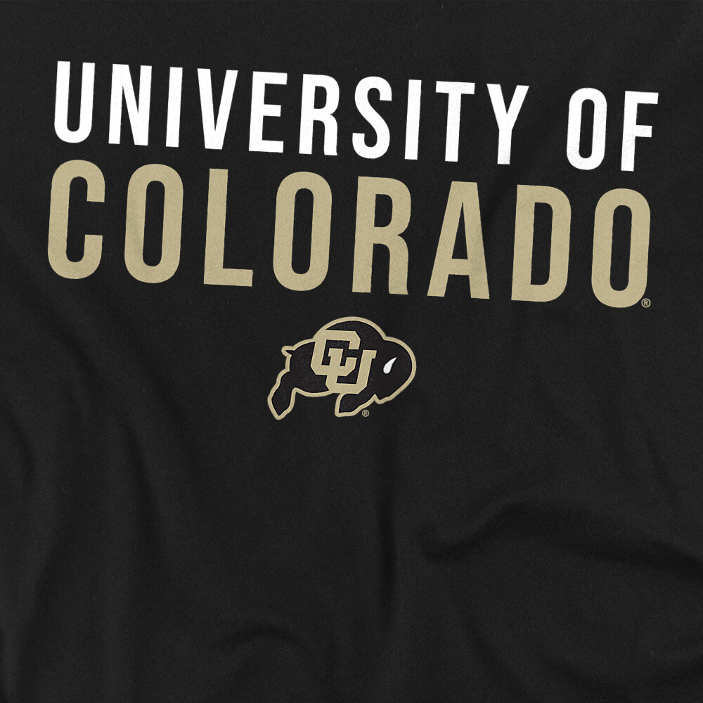 University of Colorado Adult T-Shirt Stacked, Black, S-7XL