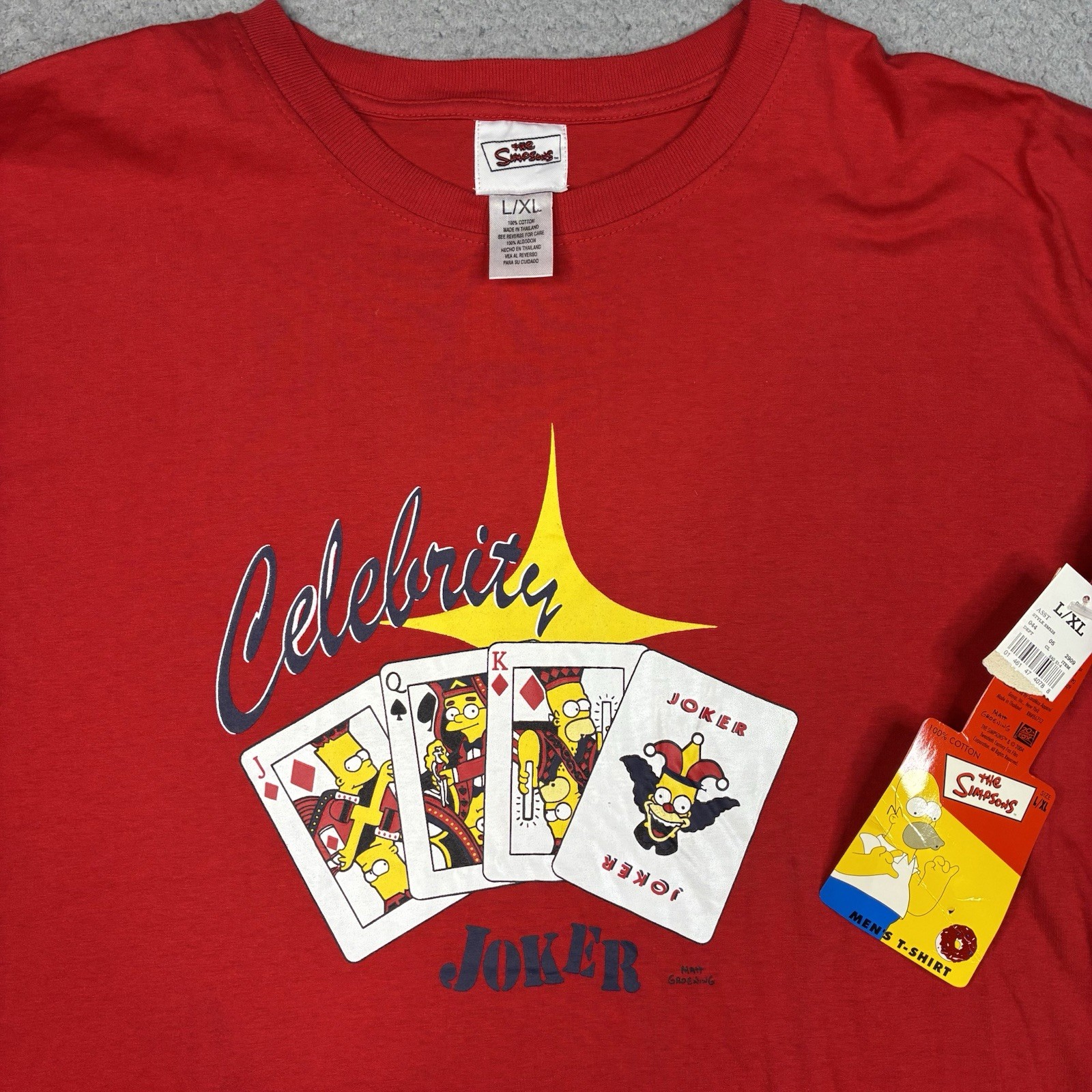 Vintage 2004 The Simpsons Celebrity Joker Red T-Shirt L/XL Y2K NWT