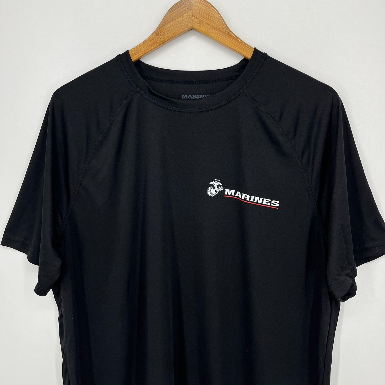 USMC Marines Short Sleeve T-Shirt Men’s Size L Black Moisture Wicking USA NWOT