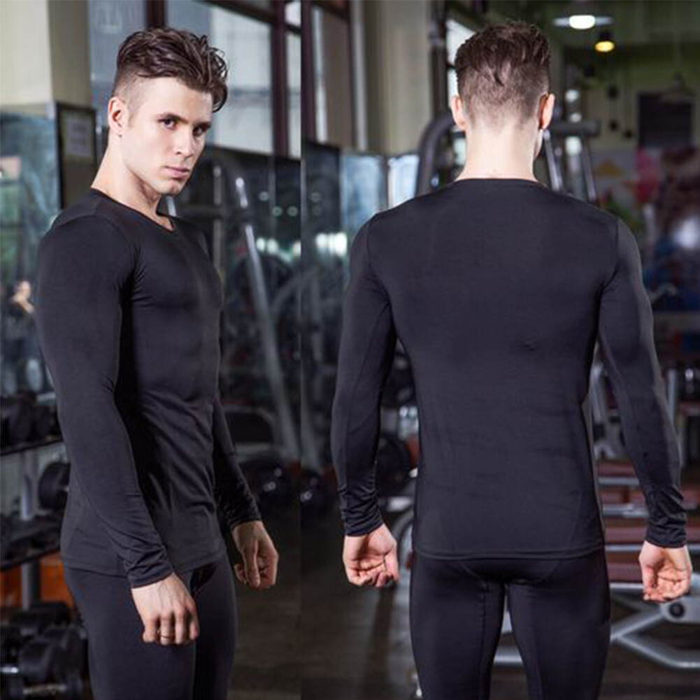 Athletic Long Sleeve Compression Shirts Men’s Dry Fit Sports Gym Shirts Workout