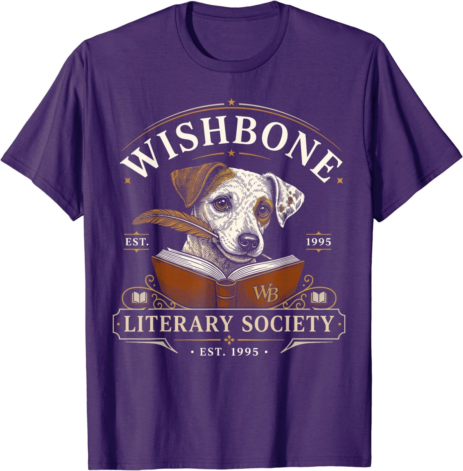 Wishbone Literary Society Est 1995 Dog Reader Vintage T-Shirt
