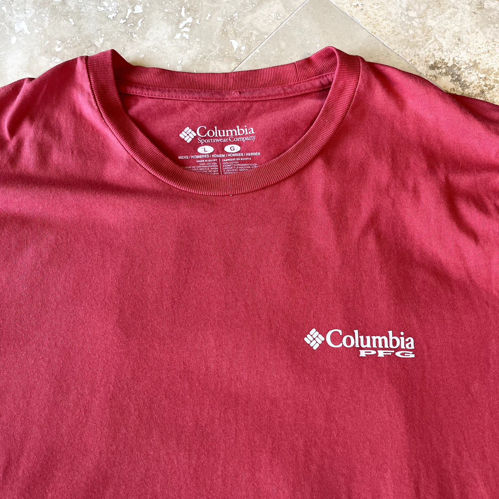 Columbia PFG Mens Shirt Large Red North Carolina Cotton Fishing Outdoor
