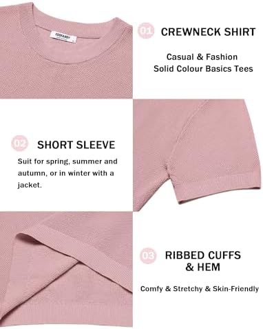 Men’s Pull On Shirt Short Sleeve Regular Fit Viscose (Rayon COOFANDY Mens Knit