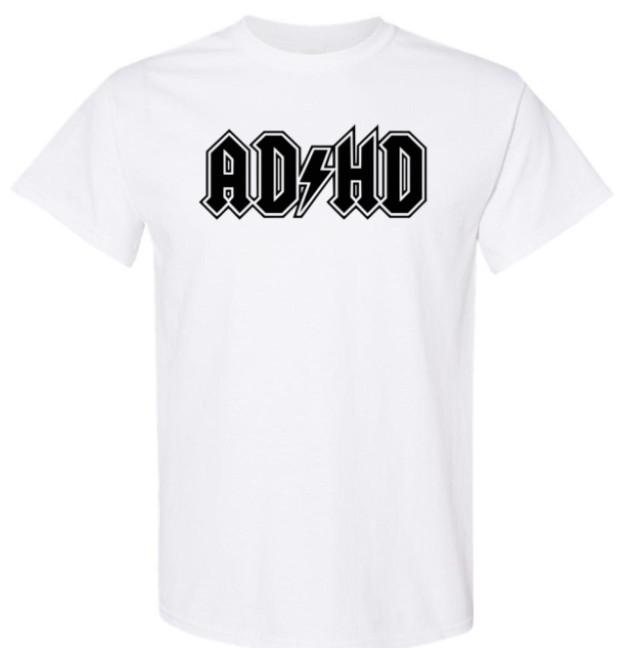 ADHD ACDC Rocker Guitar Bass Drummer Tee – Choose Your Size & Color!
