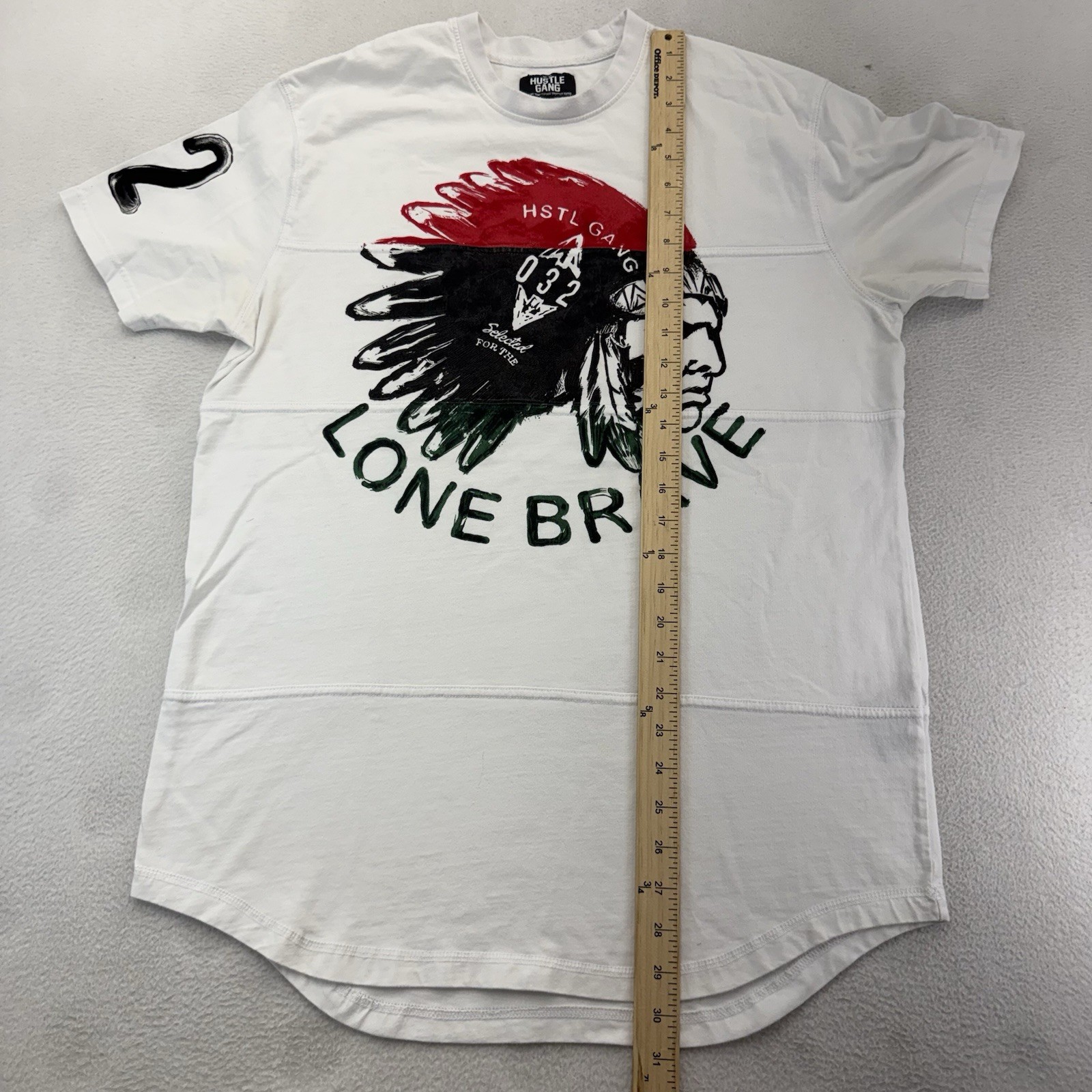 Vintage Hustle Gang Men’s Pullover Shirt Large White Embroidered Native