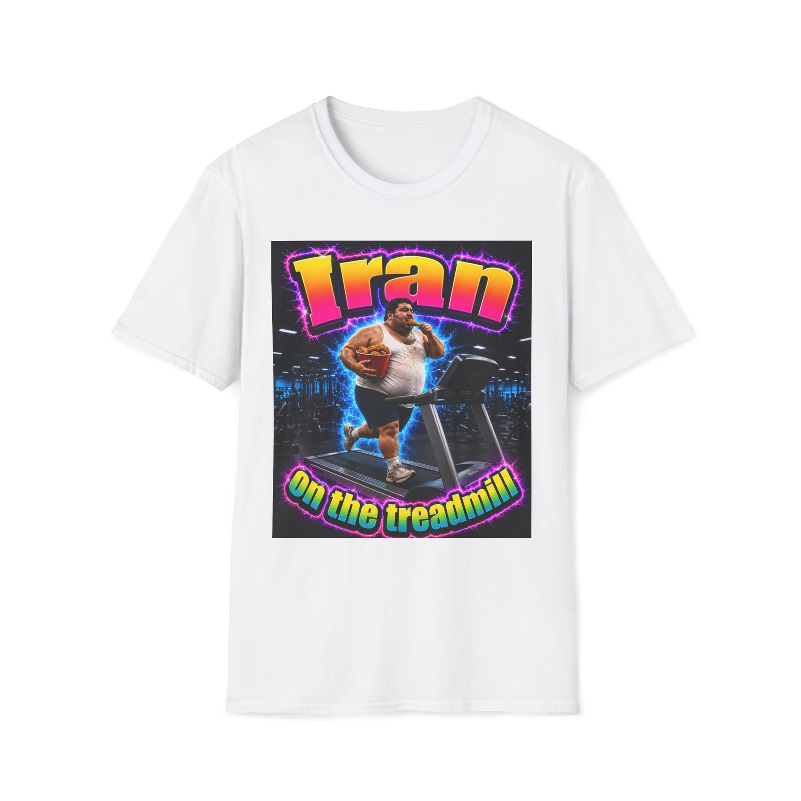 Iran On The Treadmill Funny Gym T Shirt Cardio Workout Fitness Running Gift