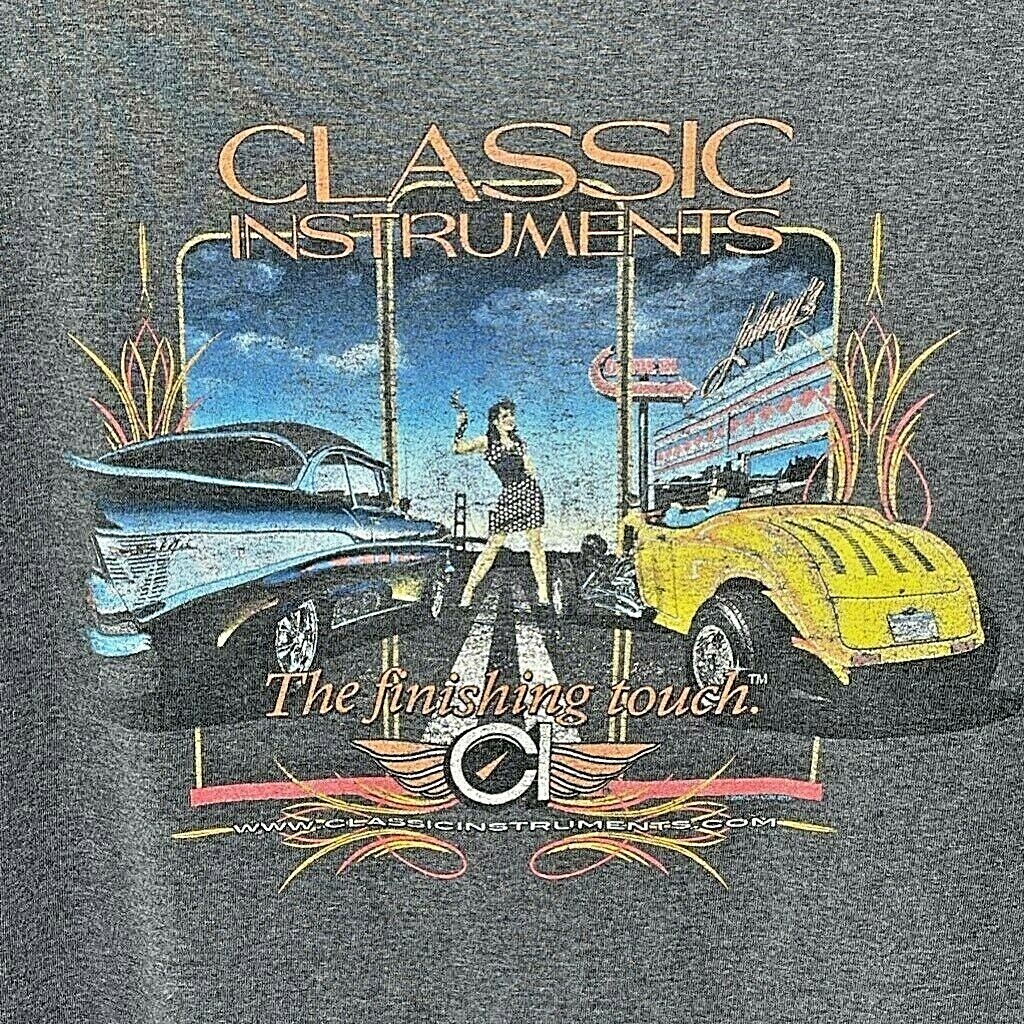 Classic Instruments Hot Rods Classic Cars Shirt Hanes Mens XL Graphic Gray