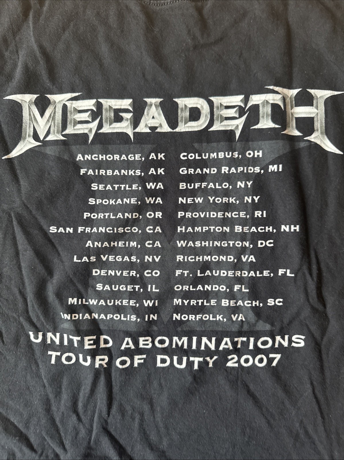 Vtg 2007 Megadeth ‘United Abominations Tour Of Duty’ Large Shirt (no Tag)