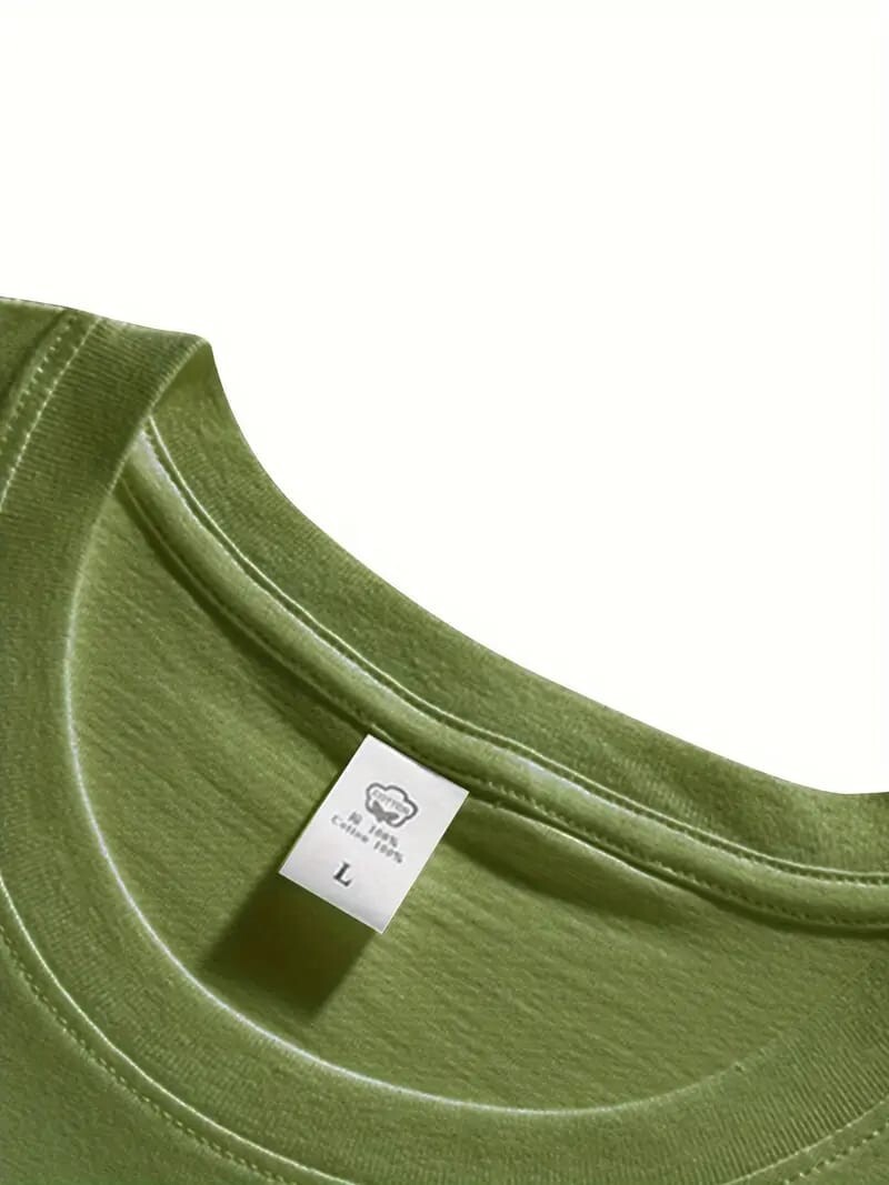 Men’s Classic Solid Plain Cotton Round Hem Scallop Essentials Tshirt S-2XL
