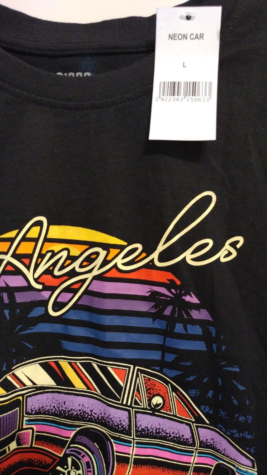 New Brisco Brands Los Angeles California Shirt Large Neon 80s LA Palm Tree BG4
