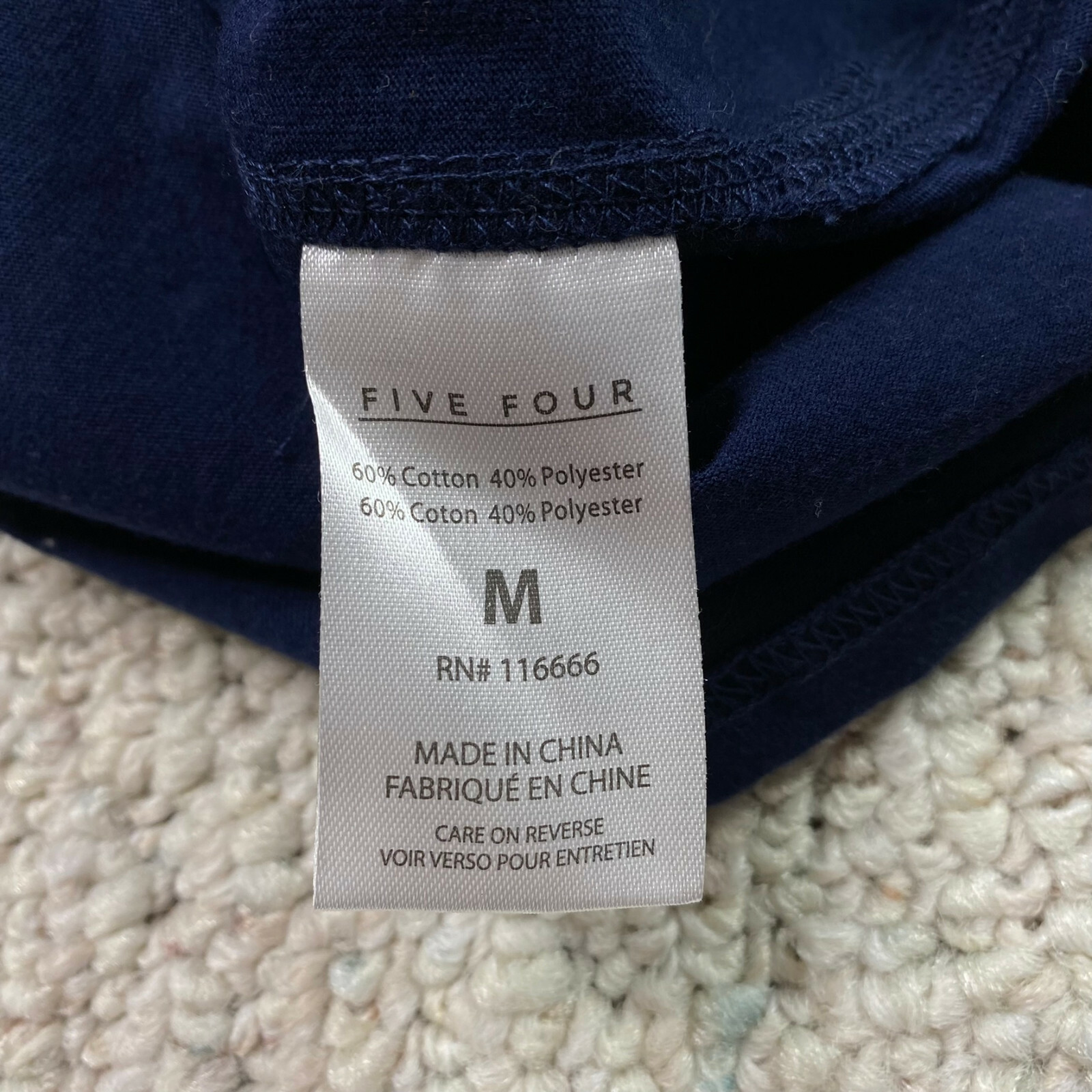 NEW Five Four Mens Top sz M Navy Long Sleeve 1/4 Neck Lightweight Stretch Casual