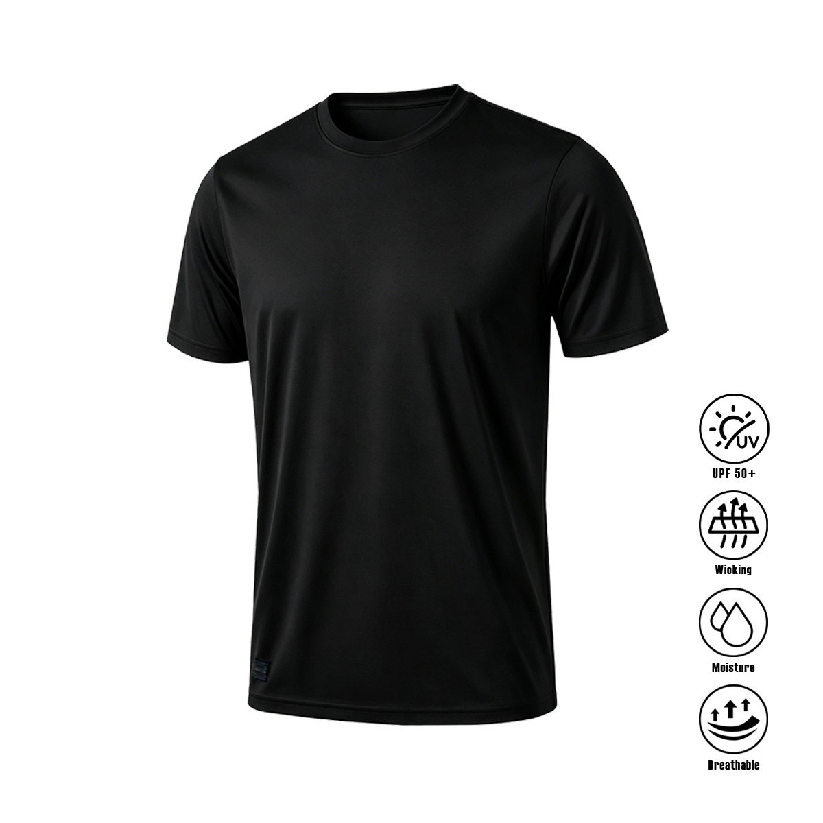 Quick Dry Athletic T-Shirt UPF50+ Moisture Wicking Crew Neck Short Sleeve