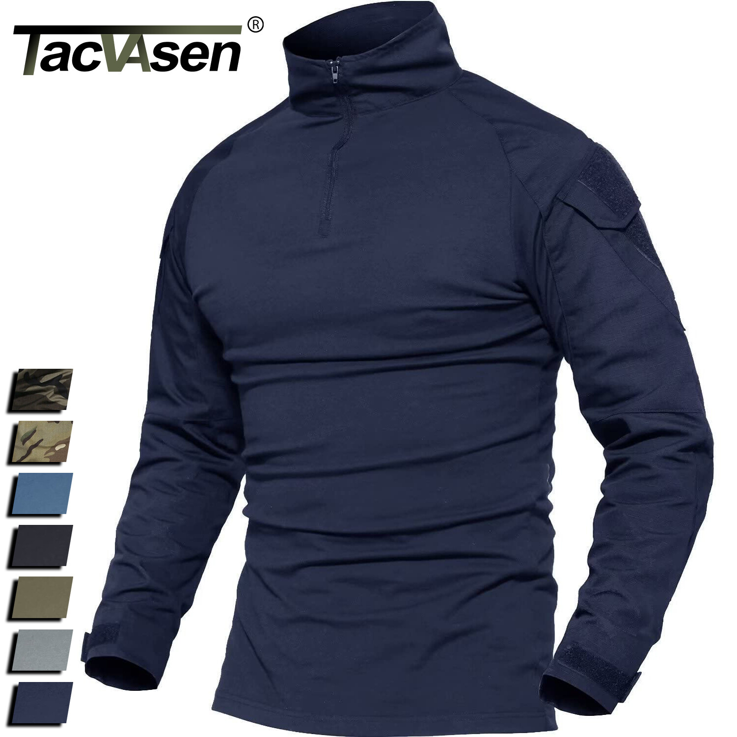 Men’s Tactical T-Shirts 1/4 Zip Hiking Training Casual Work Rip-Stop T-Shirts