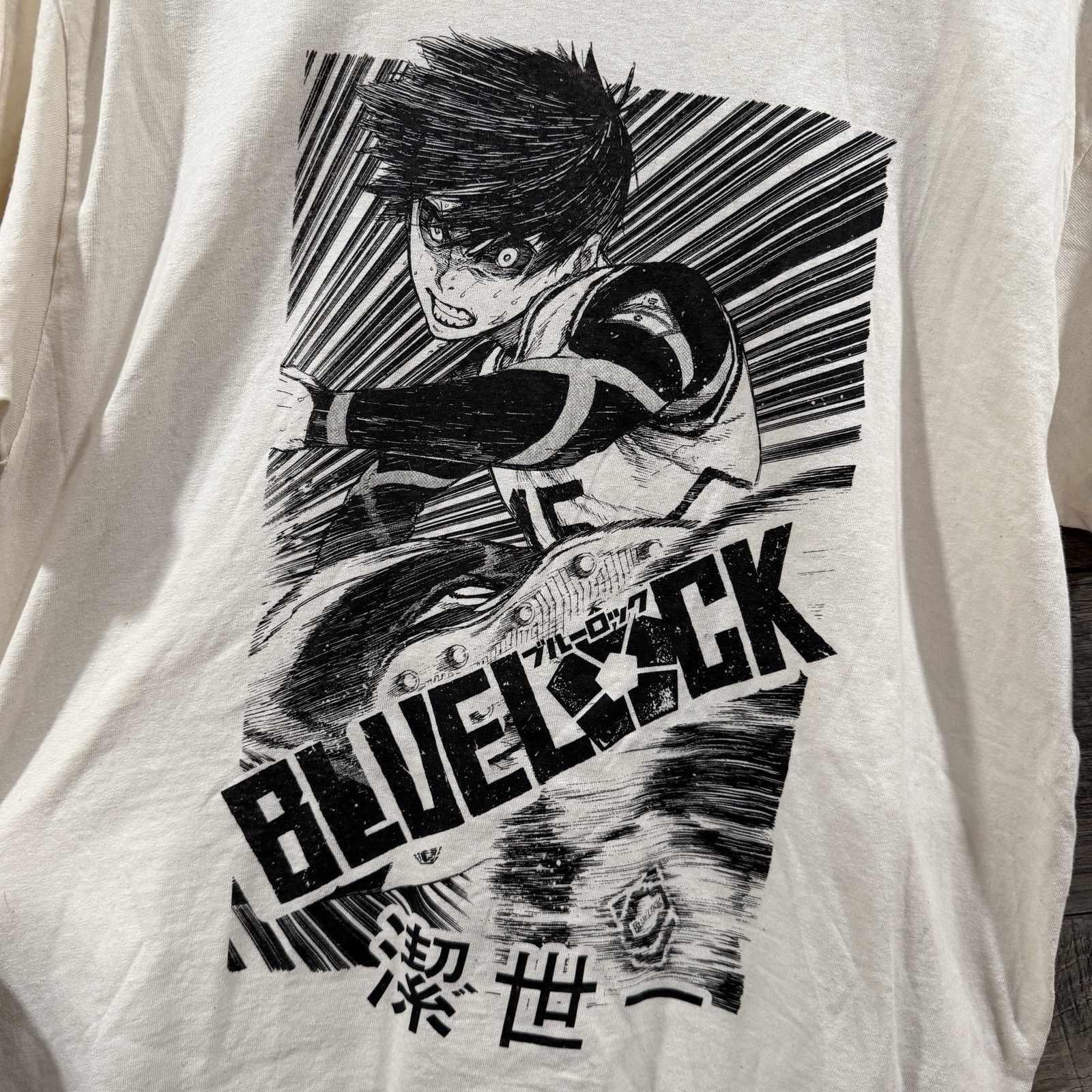Blue Lock Anime Isagi Yoichi Panel T Shirt Hot Topic Mens Large Off White
