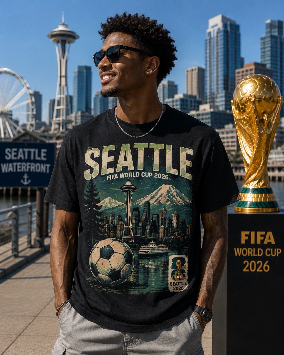FIFA World CUP26 Seattle Poster Soccer Unisex T-Shirt ALL SIZE ( Front & Back )