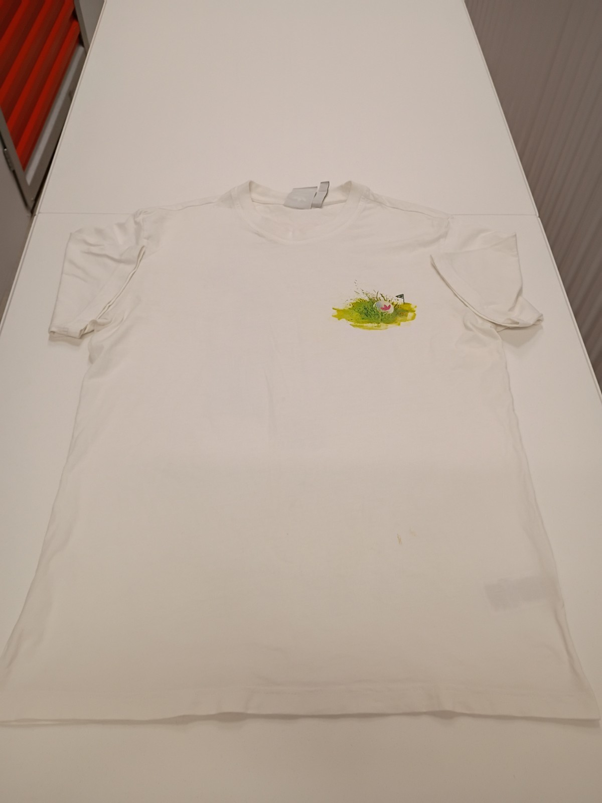adidas Originals Leisure League back print T-shirt in white Size Medium