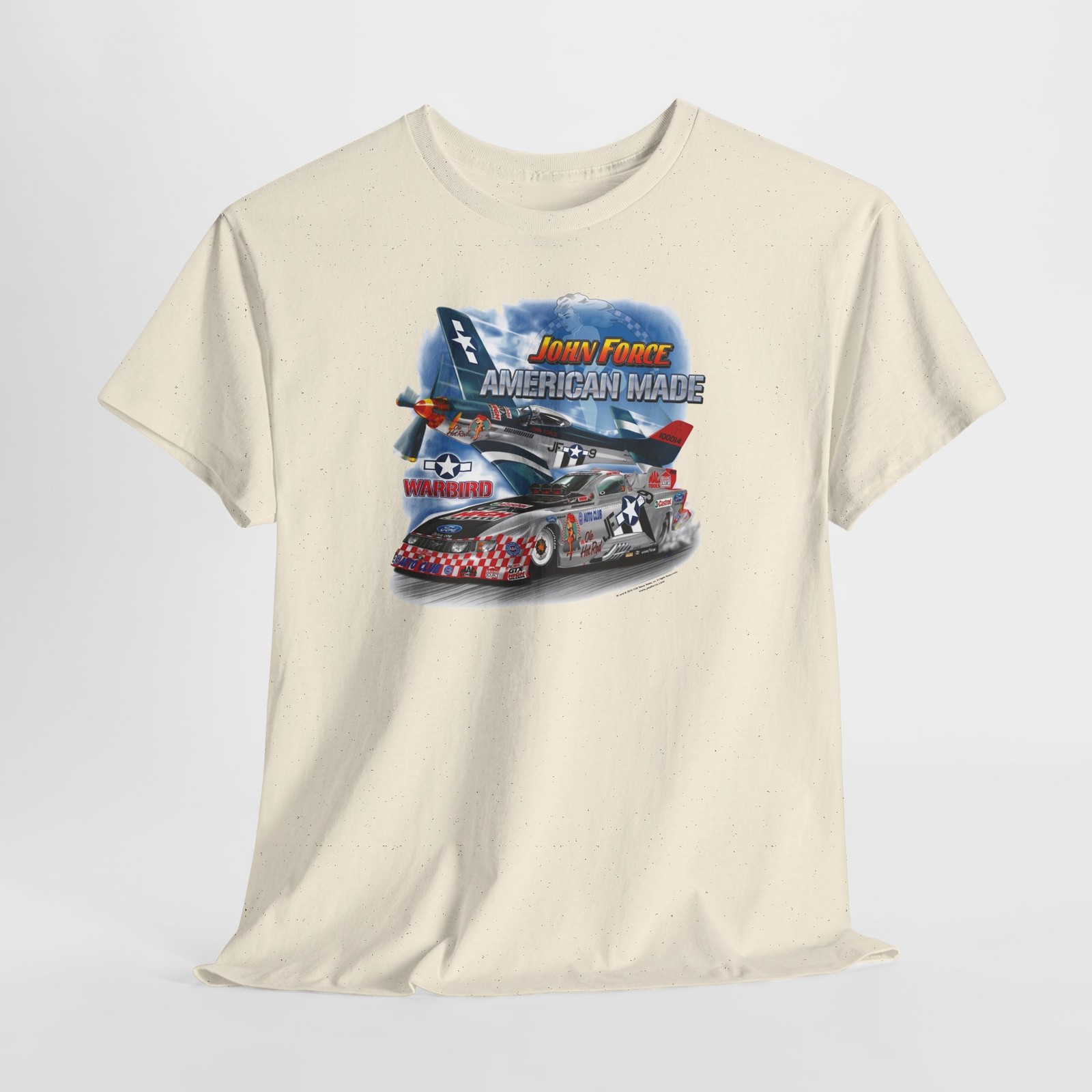 JFR American Made Warplane & Vintage Racecar T-Shirt | Retro Aviation Racing