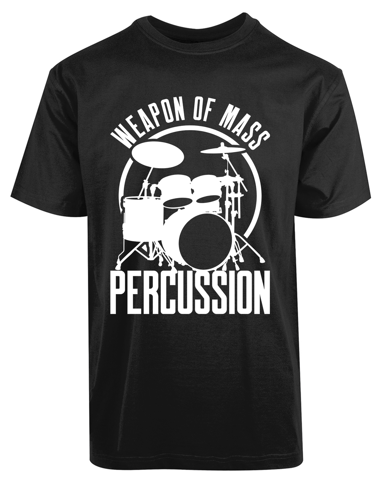 Weapons Of Mass Percussion New Mens’s Shirt Funny Retro Drums Drummer Joke Music