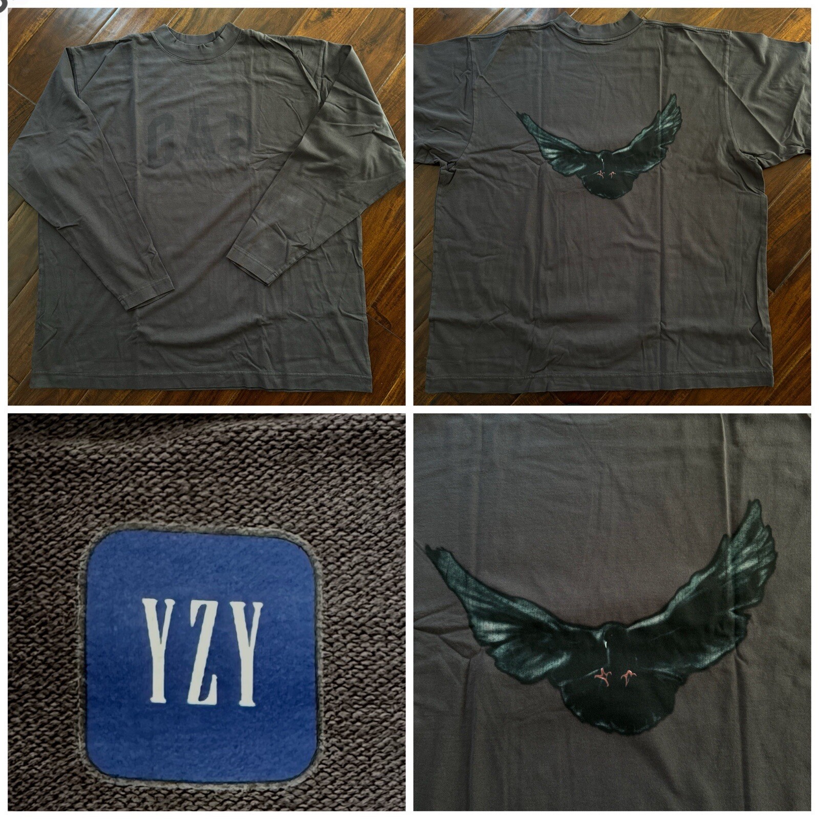 Yeezy Gap Engineered by Balenciaga Dove Long Sleeve Tee Dark Grey Size Large