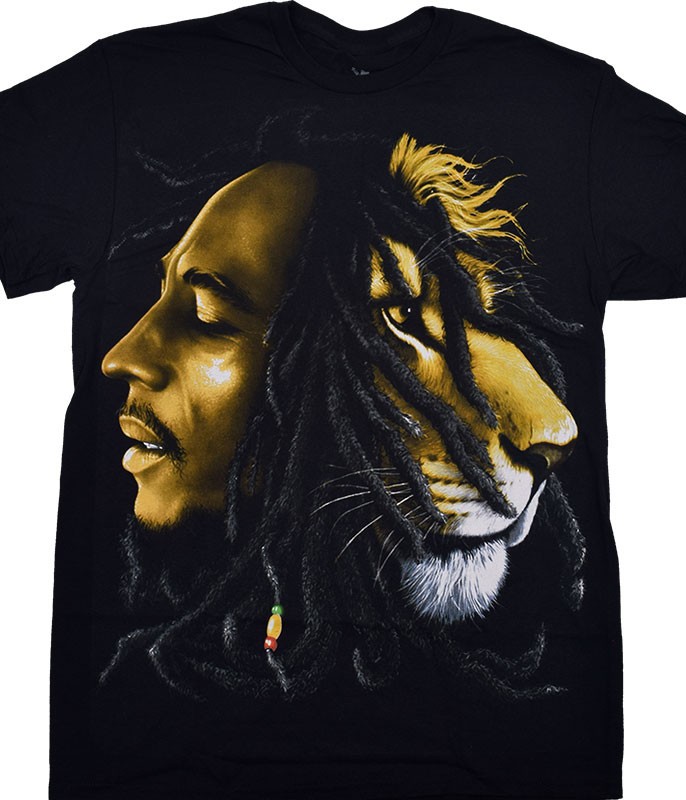 [Limited Edition] Vintage Bob Marley Profiles Black T-Shirt Liquid Blue