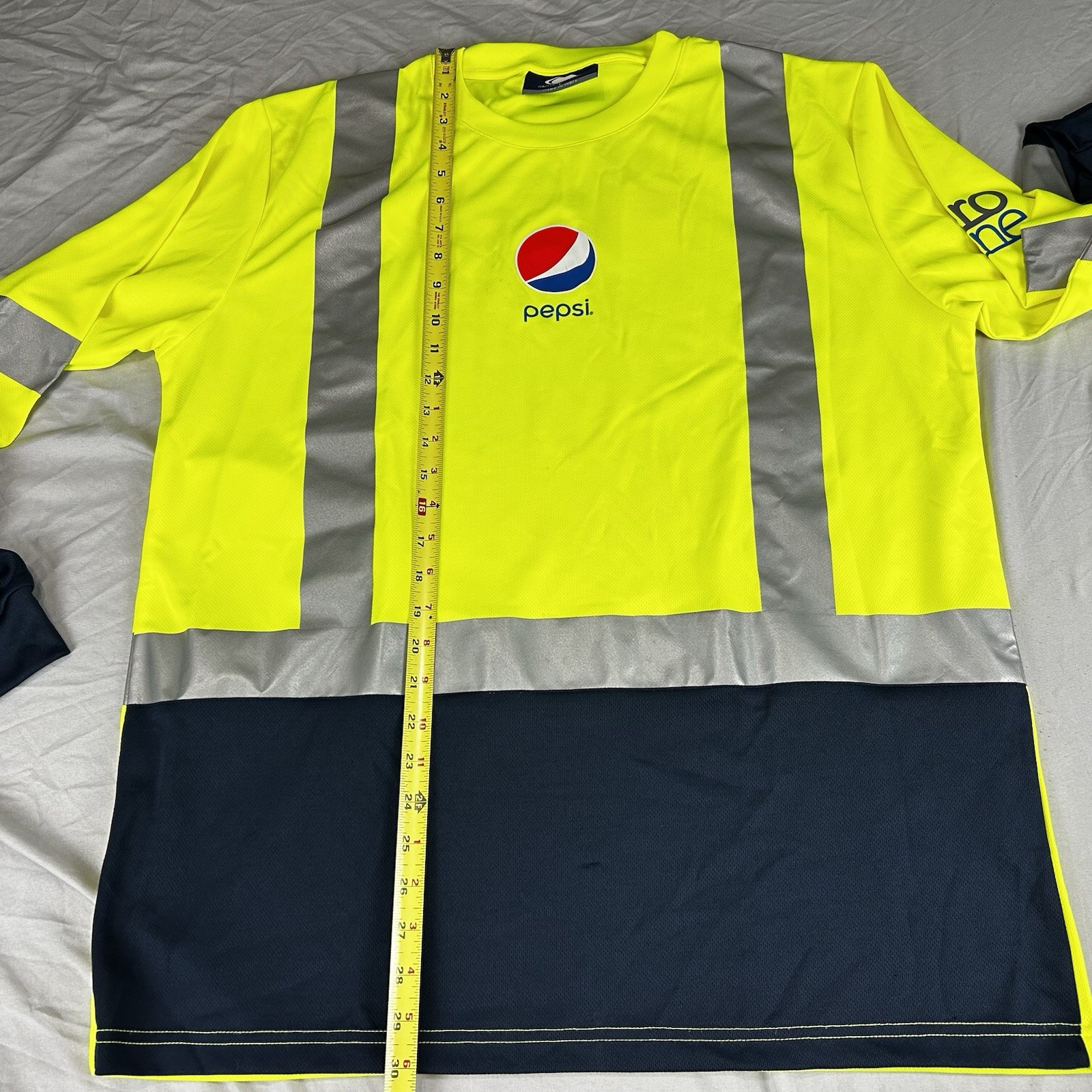 PEPSI ZERO ZONE Recycled Plastic Long Sleeve Shirt Large Reflective Neon Yellow