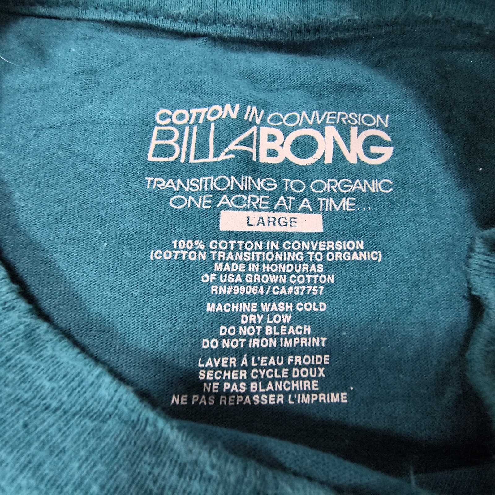 Billabong Casual Crew Neck Short Sleeve Graphic T Shirt Mens Size Large L Blue
