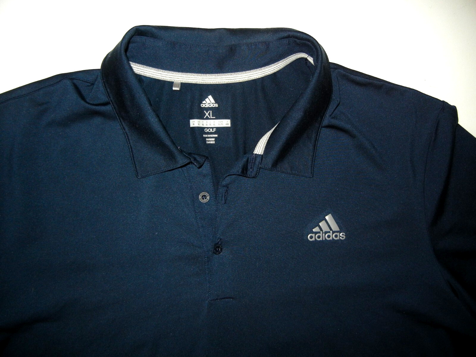 ADIDAS Navy Blue Poly/Spandex GOLF COURSE POLO Summer Athletic Gym Shirt Men XL