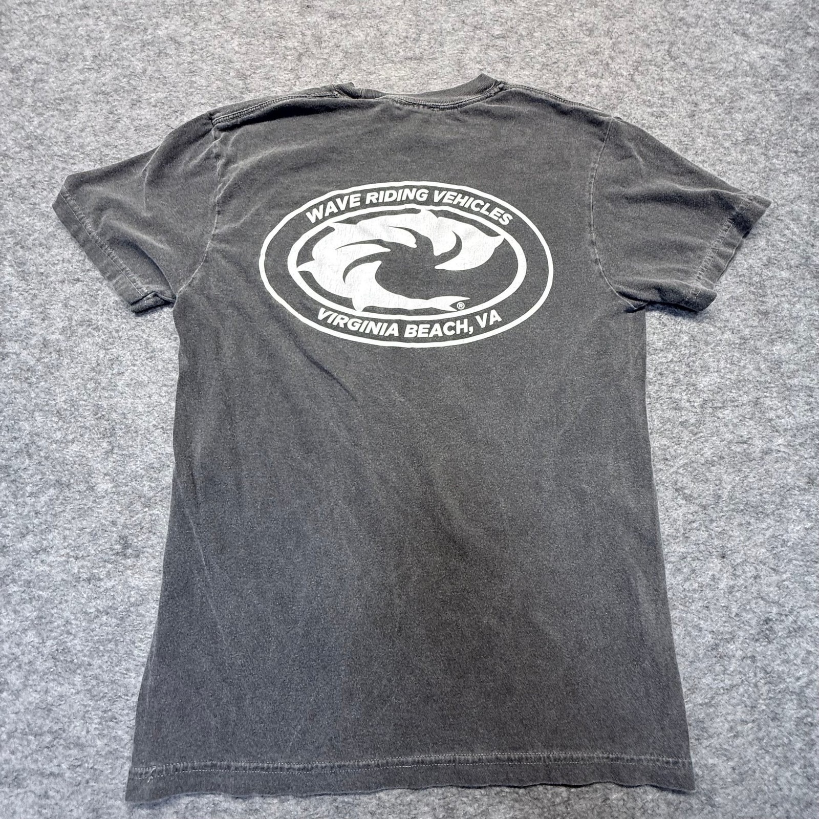 WRV T-Shirt Mens Small Charcoal Grey Cotton Virginia Beach Surf Graphic Tee