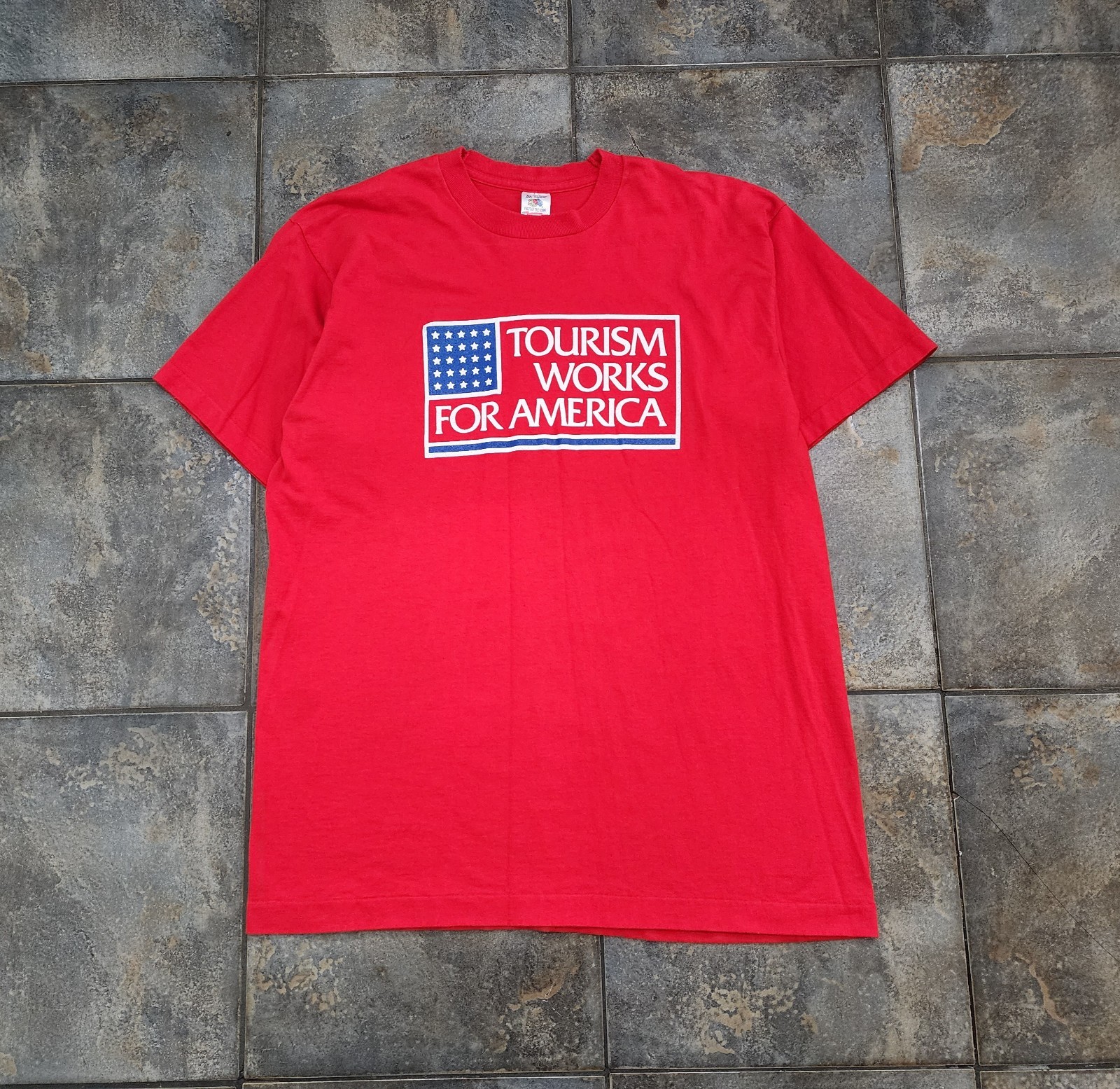 Vintage 90s Tourism Works For America XL Patriotic Single Stitch T Shirt