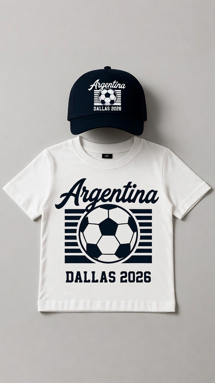 Argentina Dallas 2026 Soccer Set Shirt and Hat Matching Fan Bundle Unisex