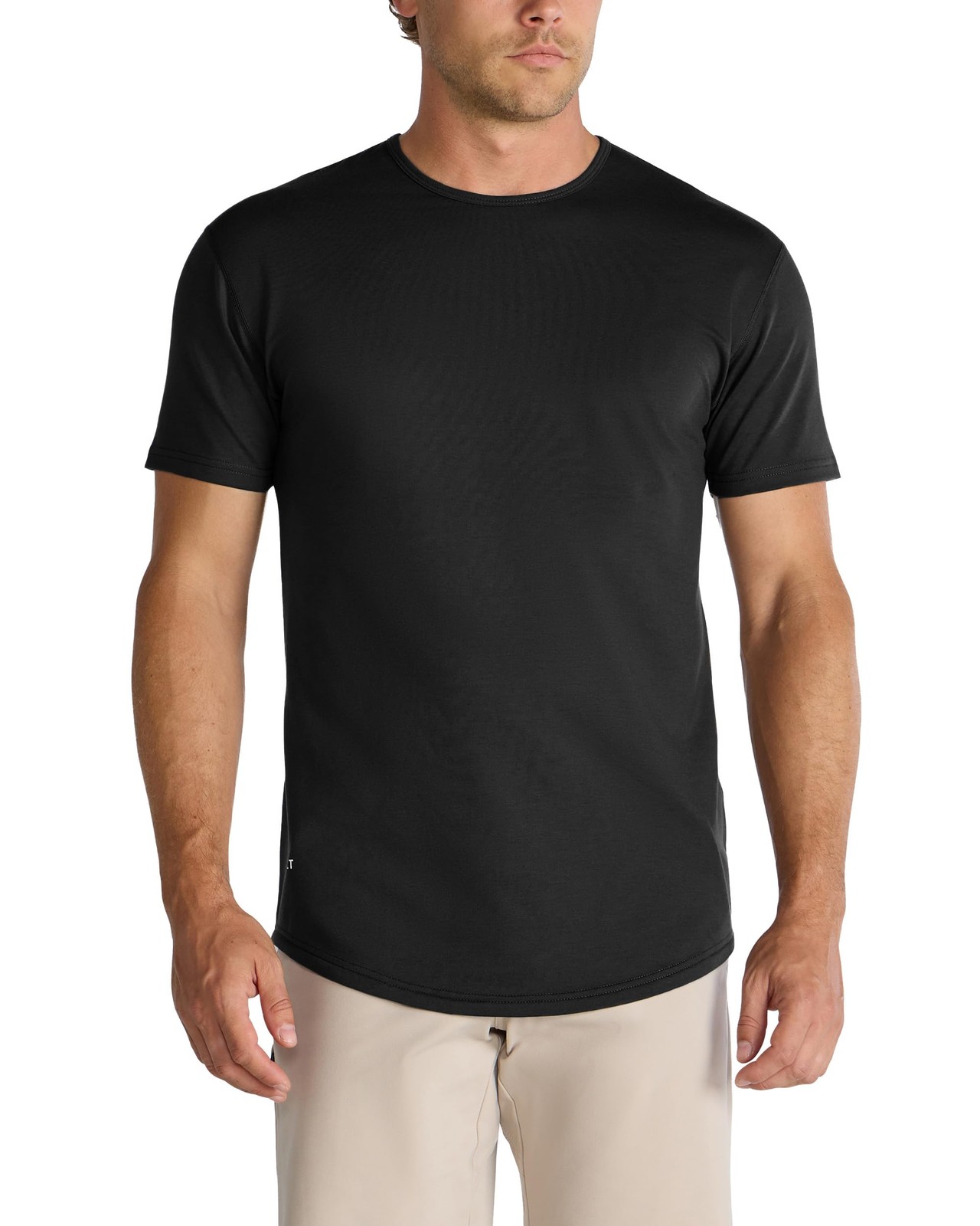 Mens Drop-Cut Men’s T Shirt, Slim Fit Plain Tshirts for Men, Drop Cut Basic C…