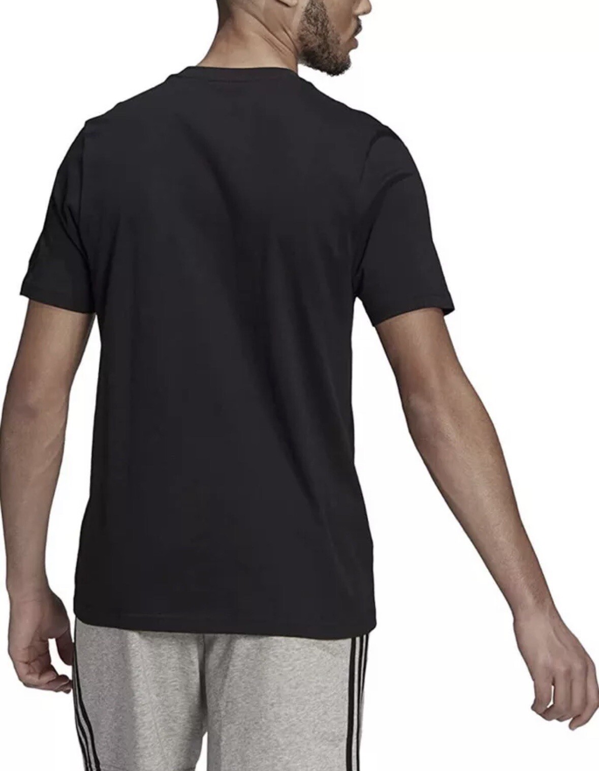 Adidas Mens Essentials Embroidered Linear Logo Tee Black White T-Shirt Size SM
