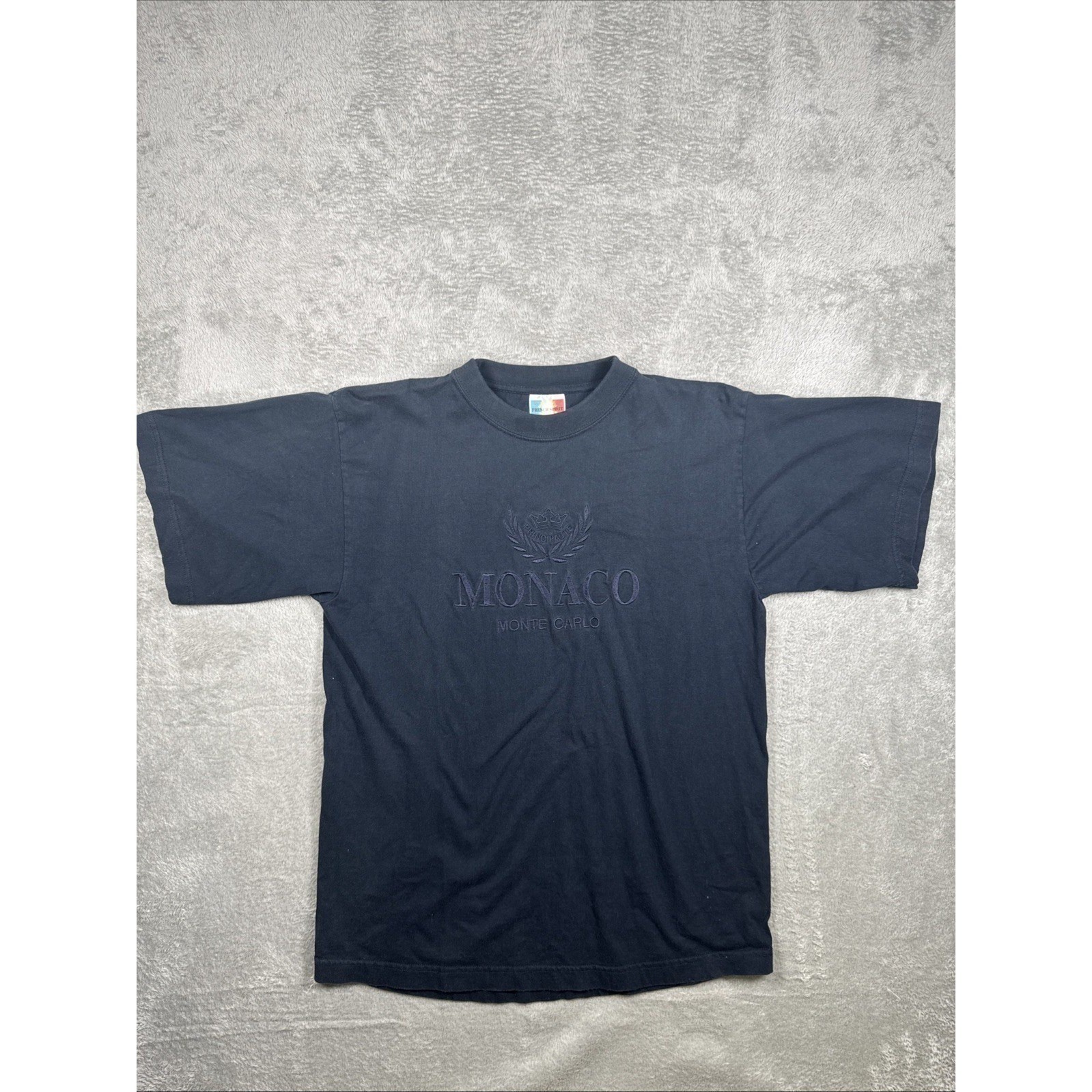 Vintage French Spirit Embroidered Monaco French Riviera T Shirt Men Size Small