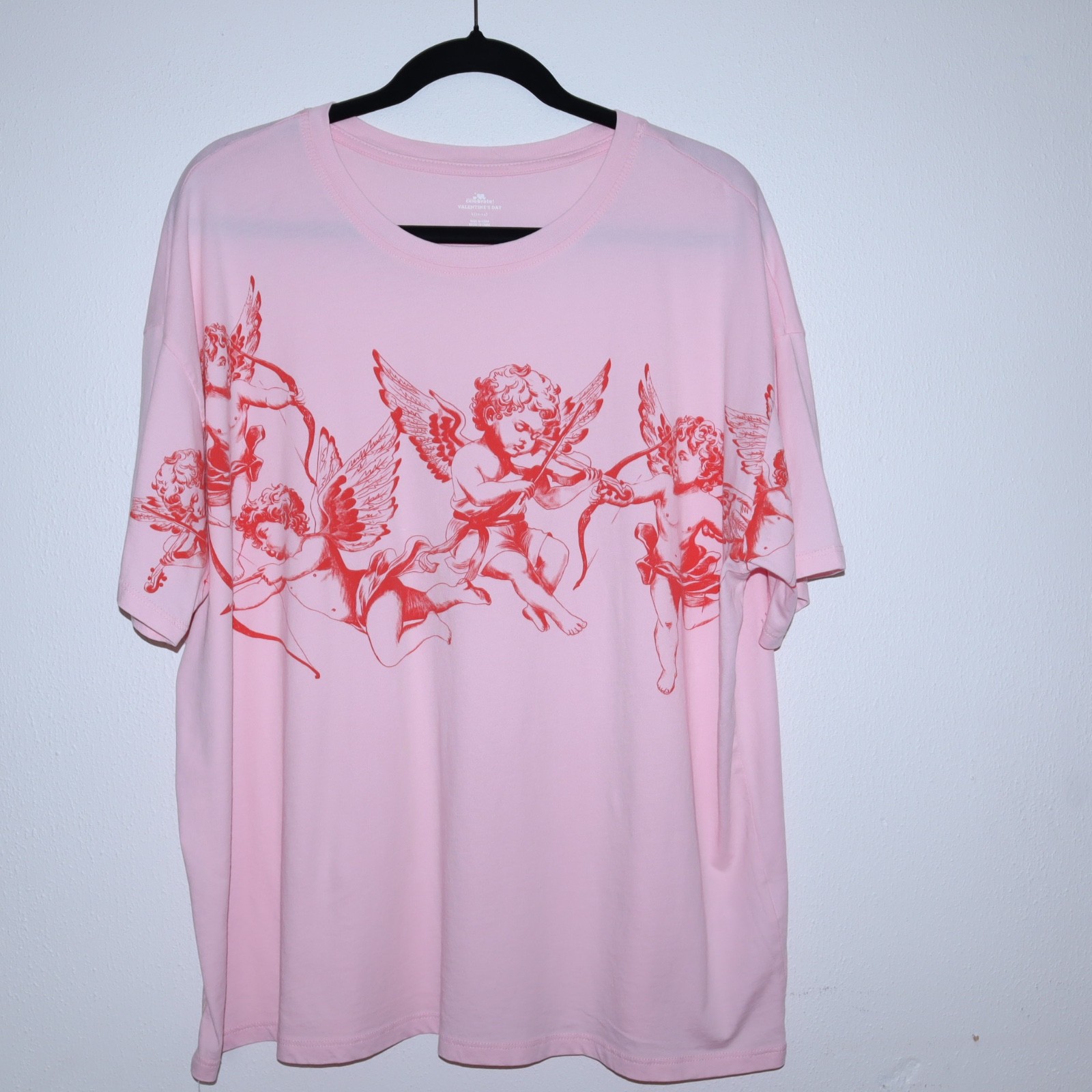 Baby Angels 100% Cotton Woman’s T Shirt Pink/Red Oversized Be My Valentine