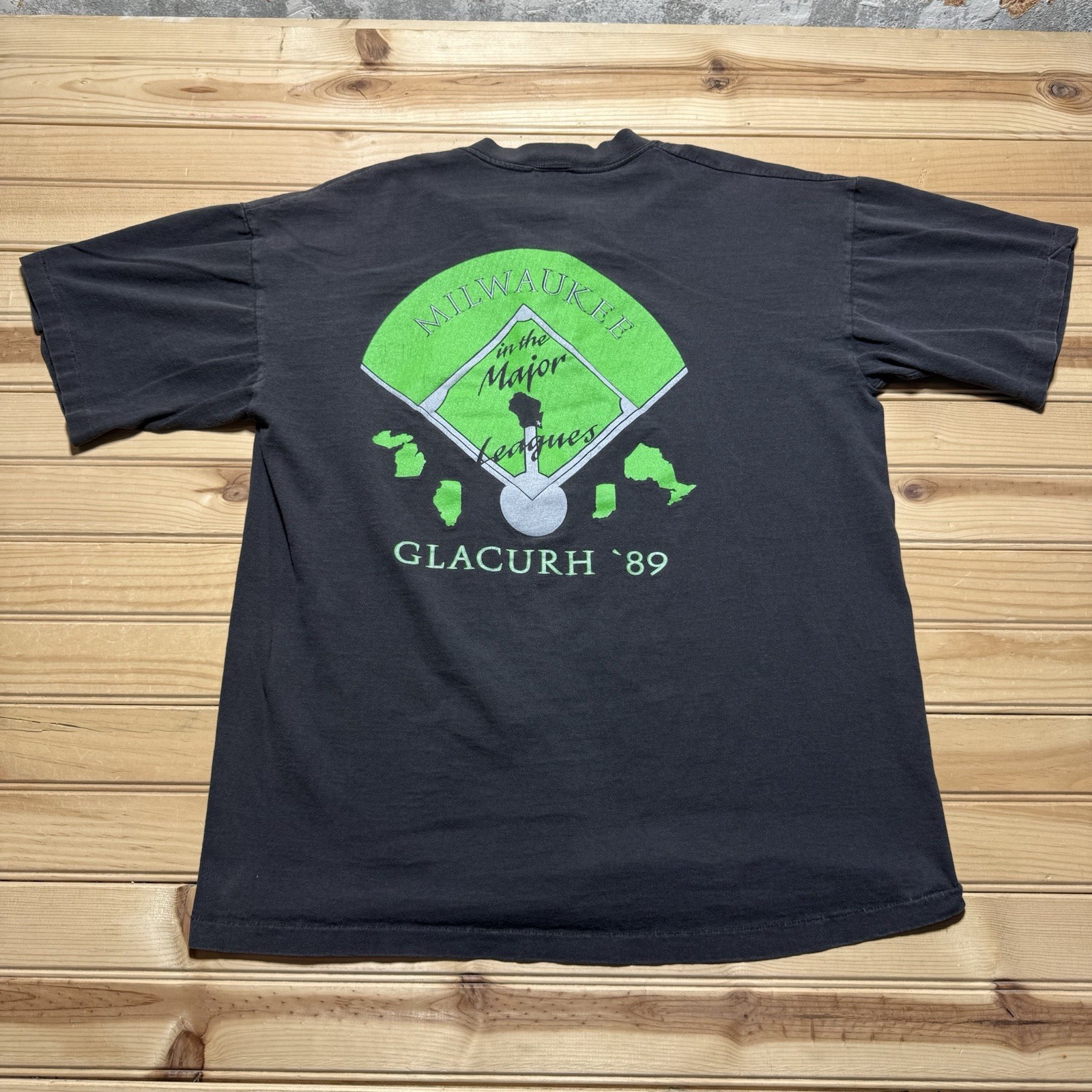 Vintage 1989 Milwaukee In The Major Leagues GLACURH Baseball Shirt Size Large