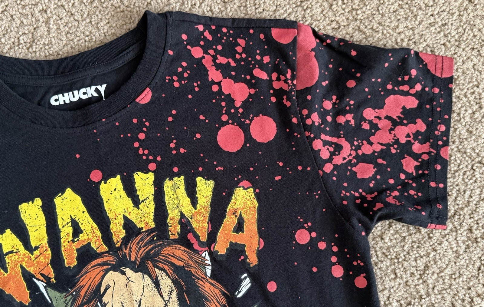 Child’s Play Chucky “Wanna Play?!” Licensed T Shirt Size Small Black