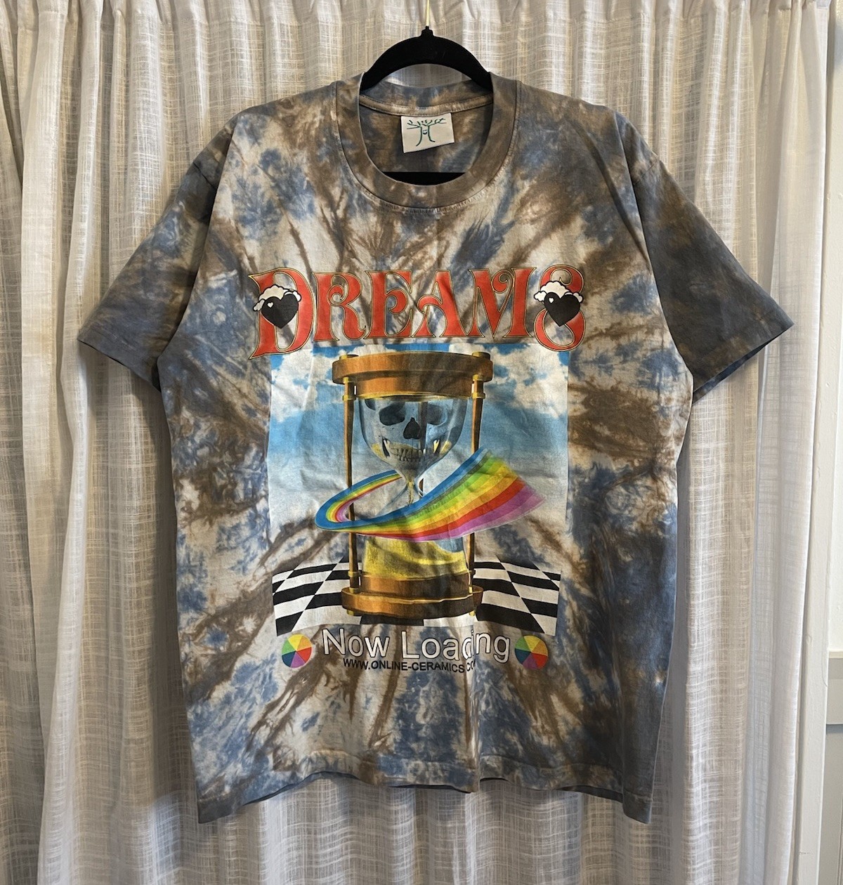 Online Ceramics DREAMS Loading Now Tee Psychedelic Skull Death Tie Dye size L