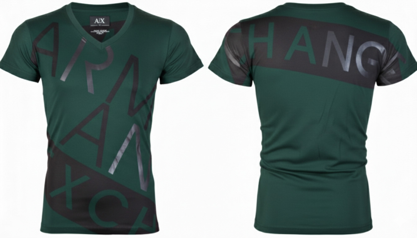 ARMANI EXCHANGE Green BIAS Short Sleeve Slim Fit Designer V-NECK T-shirt NWT