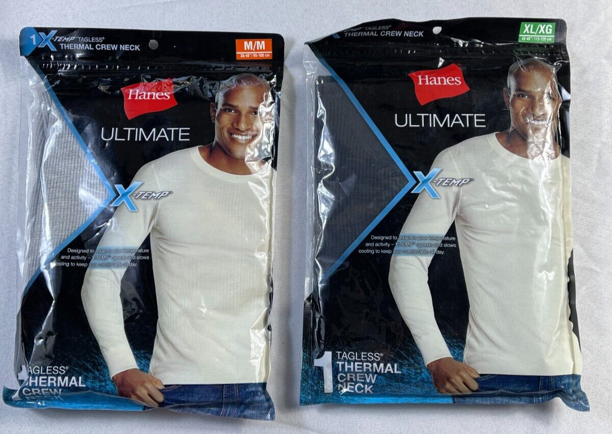 Men’s Hanes Ultimate X-Temp Thermal Crew Neck Long Sleeve Tagless NEW BJ