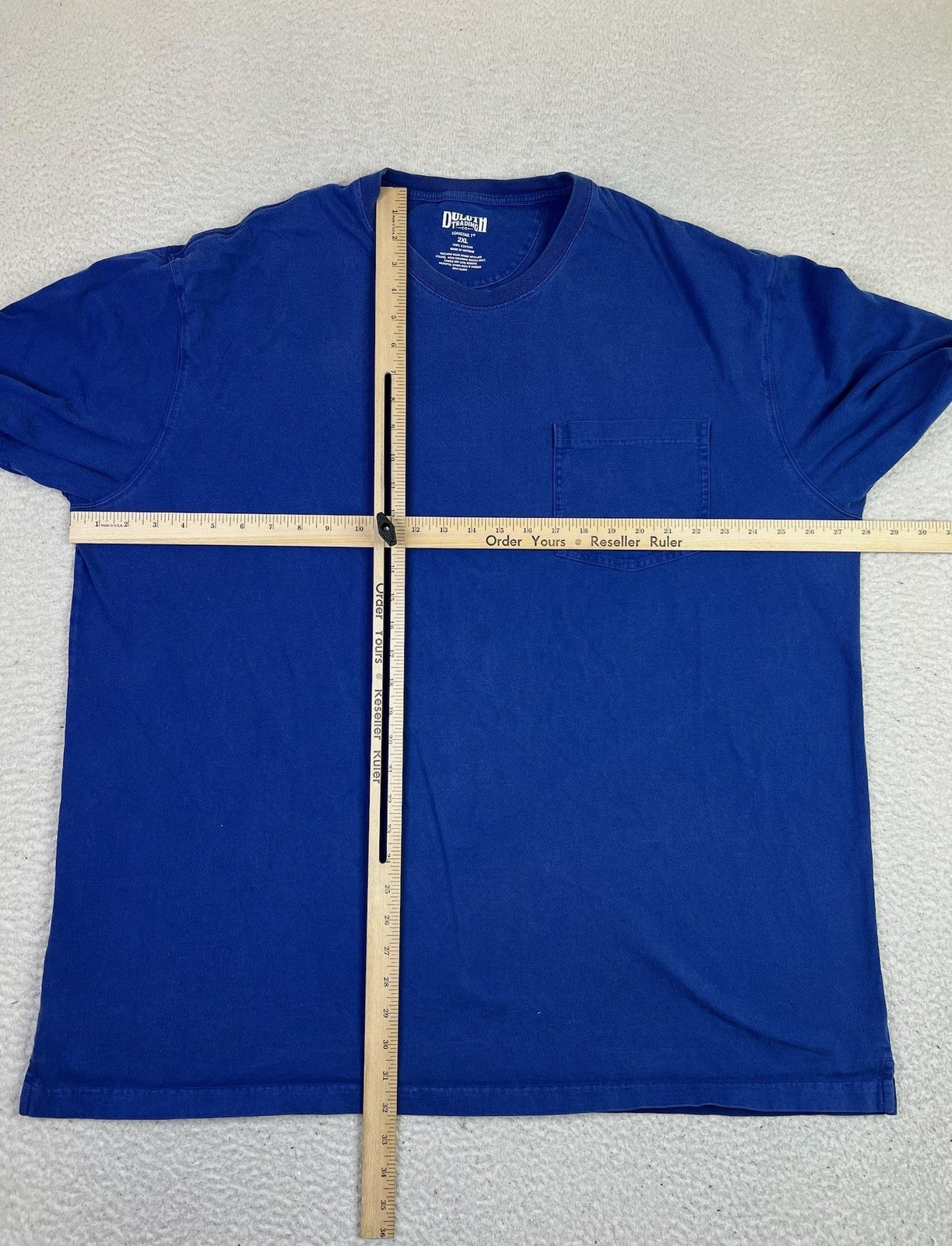 Duluth Trading Longtail T Shirt Mens 2XL Blue Pocket 100% Cotton Tagless Tee