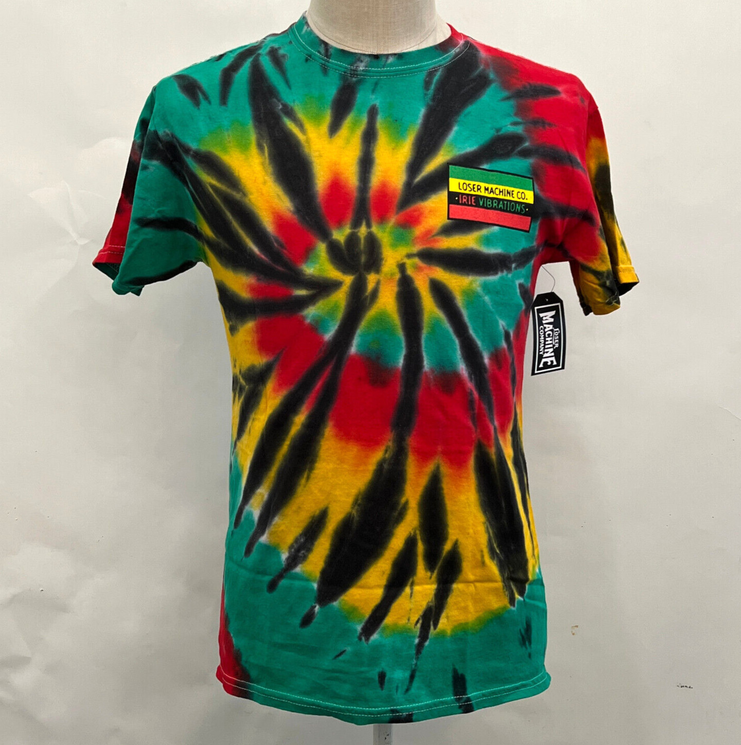 Loser Machine Men’s T-Shirt Irie Vibration Rasta Web Size L NWT Pot Leaf Weed