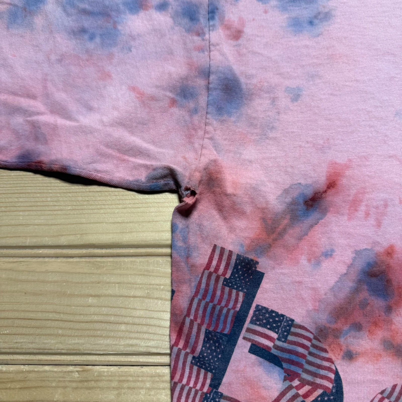 Vintage 90s Reebok American Flag Vector Logo Stars and Stripes Tie Dye Shirt XL