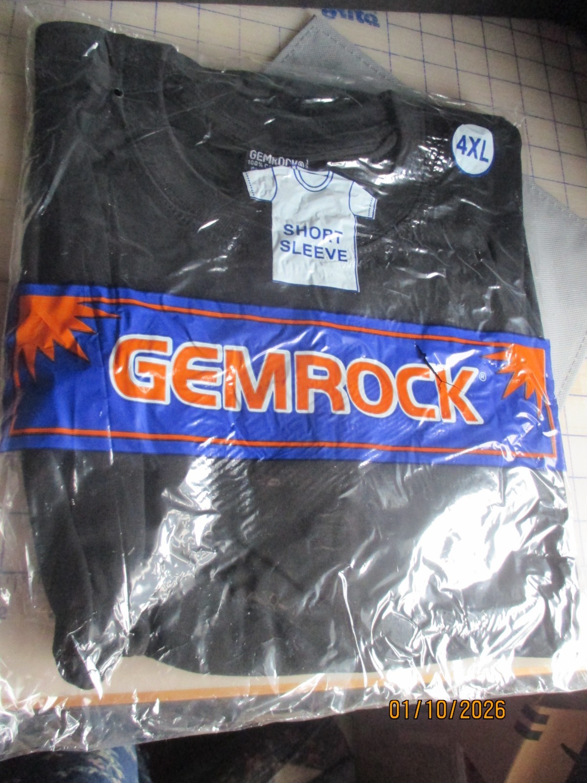 GEMROCK T-SHIRT-BLACK-CREW NECK-MEN-4XL-Style #500