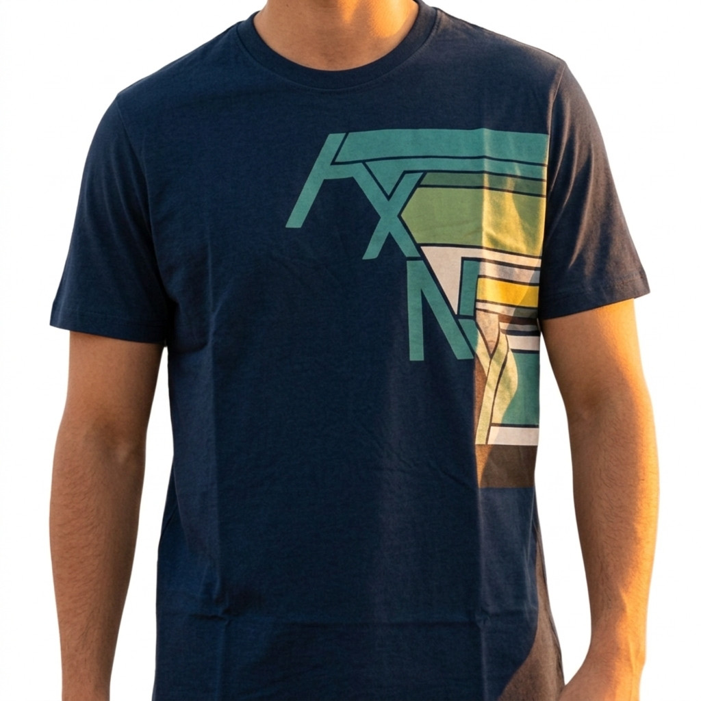 $50 ARMANI EXCHANGE Navy Blue AX-04 Short Sleeve Slim Fit Designer T-shirt NWT