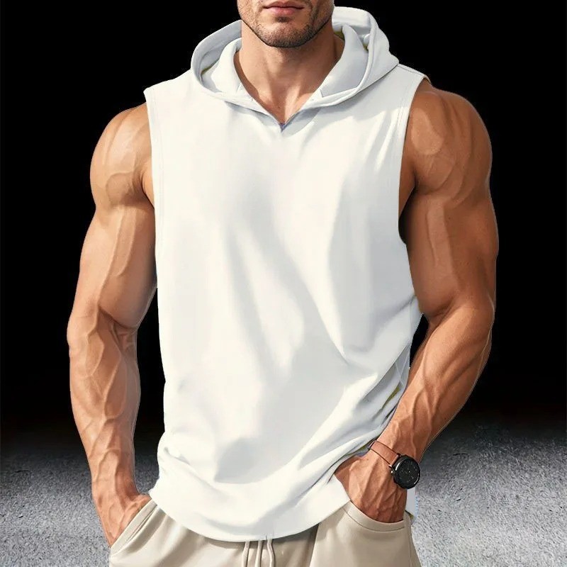 Mens Hooded Tank Top Sleeveless Gym Workout Running Muscle Shirt Vest